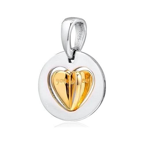Golden Shine Jewelry Mum Heart Floating Pendant Silver Charms for Chains Bracelets Mothers Day Jewelry 925 Sterling Silver Bead