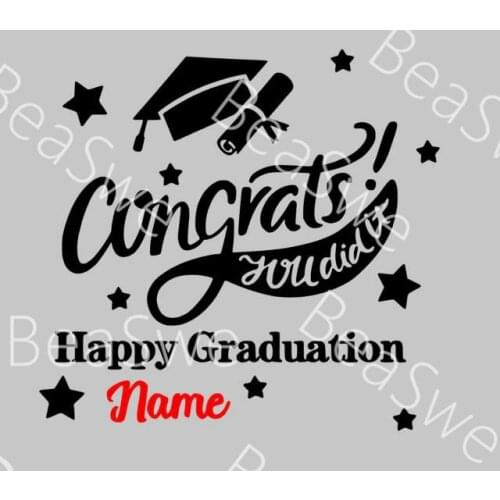 1 piece Rose gold White Black Red custom balloon sticker Happy Graduation Event party decor DIY name Back To School supplies