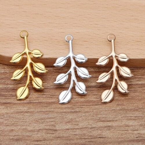 1000pcs 19*37mm Brass Metal Leaf Branch Charms Ornaments DIY Stuffs Jewelry Accessories DIY Women Wedding Jewelry Set Wholesale