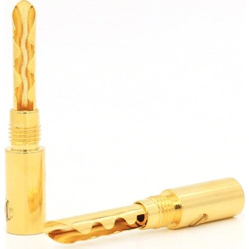 12pcs 24K Gold Plated Copper BFA 4mm Banana Plug Male Speaker Connector