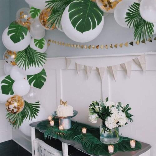 15PCS Dawson Turtle Leaves Artificial Plant Silk Cloth Palm Party Background Decor 6/8/13 Inch Artificial Green Leave