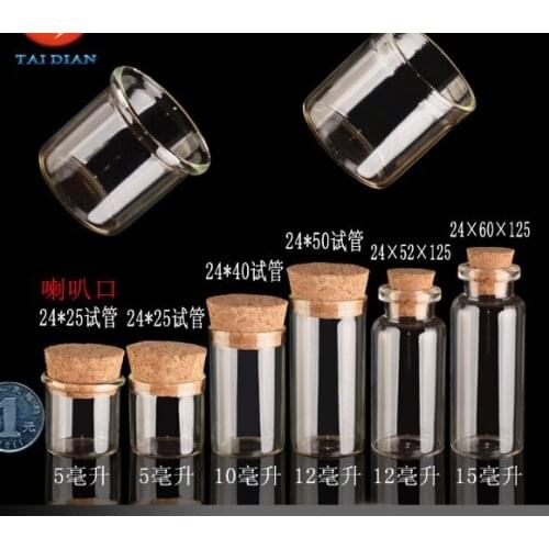 156pcs*Capacity 10ml small 60pcs glass vials,10 ml empty Glass Bottles ,Cork Oil Clear Pyrex Vial Wishing storage bottles ,glass