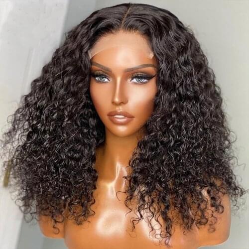 180 Density Kinky Curly Lace Front Wig Transparent Human Hair 13*6 Deep PART Brazilian Curly 30 32 34 Inch Lace Front Wig