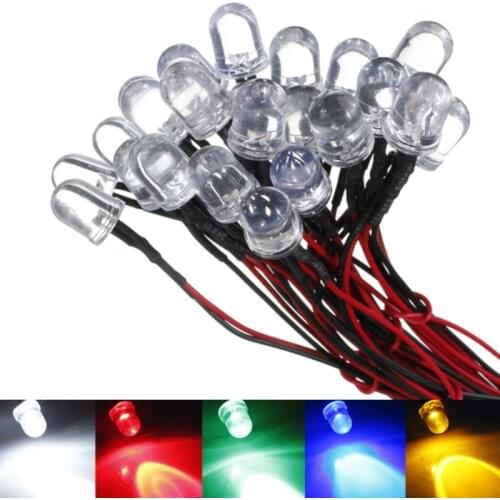 20cm DC 12V Pre Wired UV LED Lamp 5mm Emitting Diodes Decorative Lights Bulb 5 Colors 10pcs Bright Lamp With Plastic Line