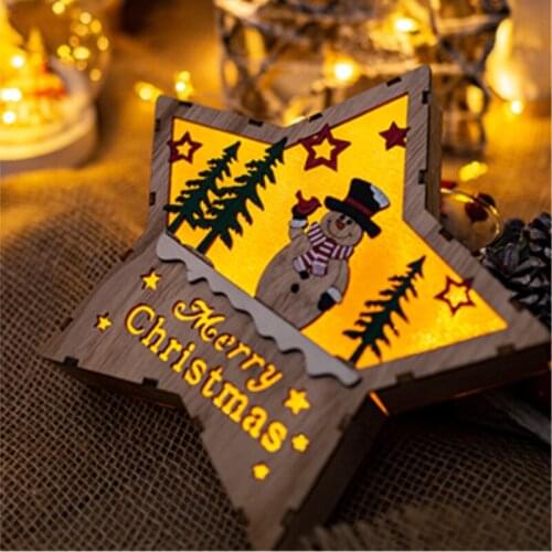 2021 New Year LED lights wood Santa Claus Christmas tree decoration home accessories beautiful Christmas gifts wedding Navidad