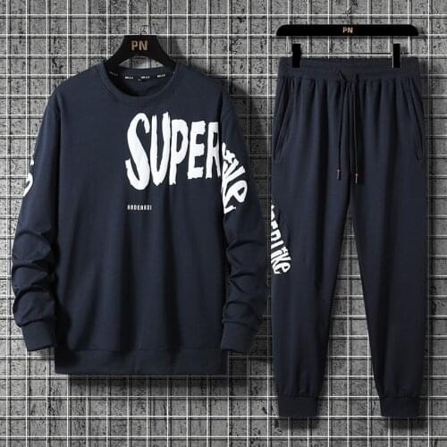 2020 Autumn Spring Black Grey Tracksuits For Mens Sport Set Hoodies + SweatPants Sportswear Brand Sporting Suit Track