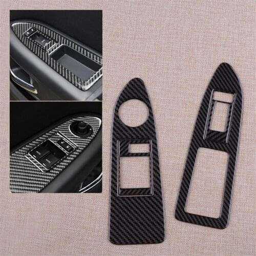 4pcs Car Window Lift Switch Panel Cover Trim Carbon Fiber LHD Fit for Dodge Challenger 2008 2009 2010 2011 2012 2013 2014