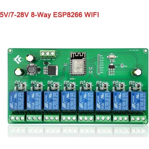 5V/7-28V Power Supply 8 Channel ESP8266 WIFI 8-way Relay Module ESP-12F Development Board Secondary Development Board