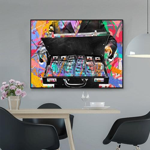 AAHH Abstract Color Money Box Man Inspirational Canvas Painting Posters Wall Art Picture for Living Room Home Decor No Frame