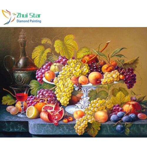 Zhuistar 5D DIY full square Diamond Painting Cross Stitch still life fruit 3D embroidery Diamond Mosaic Rhinestones decoration