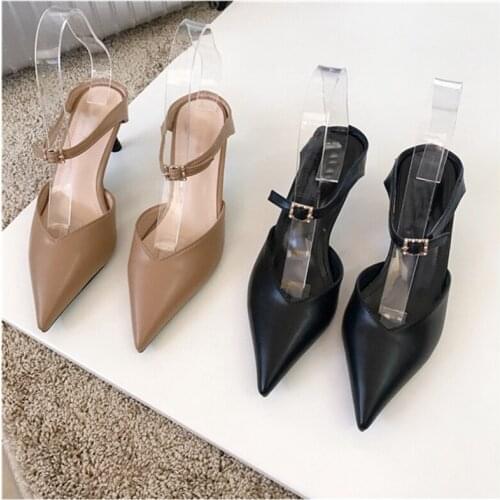 Bailamos 2021 New Brand High Heels Slippers Pointed Toe Women Slip On mules Elegant High Heel Mules Outdoor Leisure Sandal Shoes