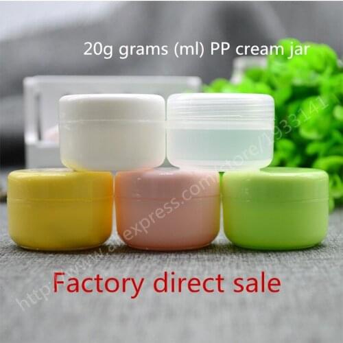 Free Shipping 1000 pcs 20 Gram Plastic Jar With Lid Cosmetic jars Empty Cosmetic Containers Sample Containers Cream Jars