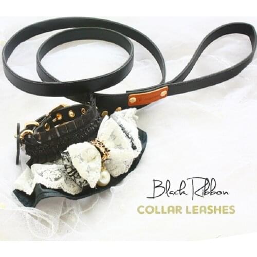 Free Shipping Dog Collar Leash Baroque Style Black Lace Scarf Neckerchief Dog Accessories Pet Tie Poodle Yorkie Maltese