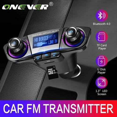 Onever 5V 2.1A Aux Modulator Bluetooth Car FM Transmitter Handsfree Car Kit Radio Mp3 Music Player with Smart Charge USB Charge