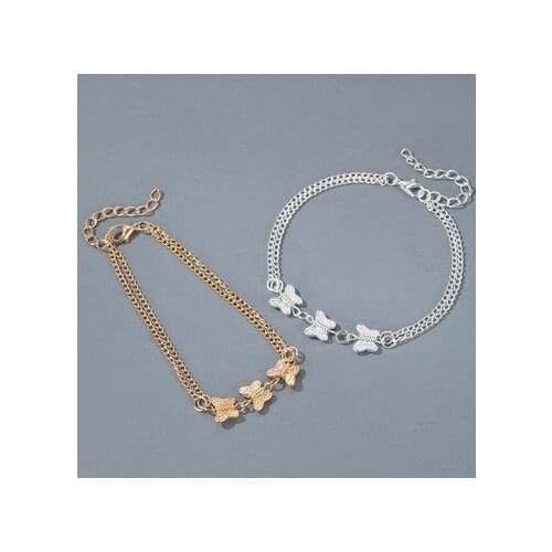 Trendy Silver Color Beads Butterfly Anklets For Women Boho Summer Beach Anklet Insect Ankle Bracelet Foot Chain Jewelry