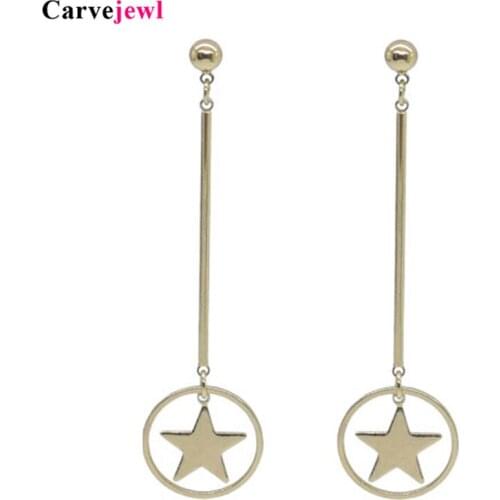Carvejewl long earrings simple round circle star dangle earrings for women jewelry girl gift new fashion Korean earrings 2019