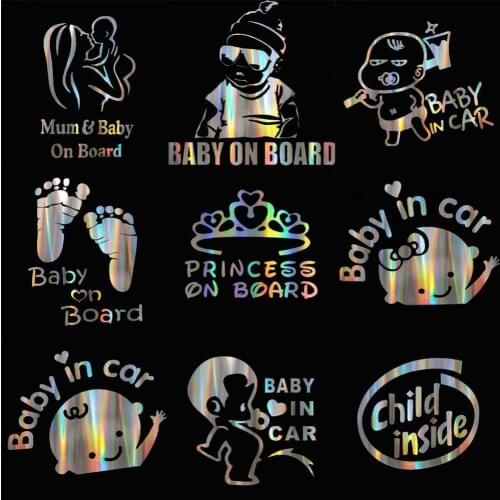 Colorful Laser Baby in Car Body Window Reflective Sticker Warning Sign Decor car accessories Stickers