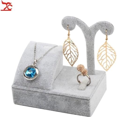 Gray Velvet Jewelry Display Props Jewelry Necklace Jewelry Display Board Rack Earring Jewelry Organizer Ring Storage Holder