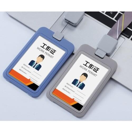 1PCS ABS Black Name ID Card Badge Holder With Lanyard Office Stationery Supplies