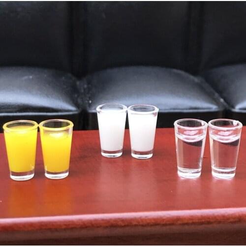 G08-X323 children gift Toy 1:12 Dollhouse mini Miniature rement kitchen Plastic juice water milk cup 6pcs/set