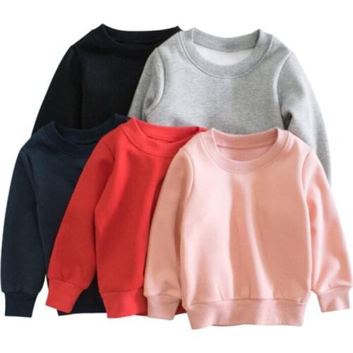 Childrens Clothing 2021 Autumn And Winter Childrens Sweatshirt Advertising Shirt Solid Color No Pattern Boy Girls Top One Pcs
