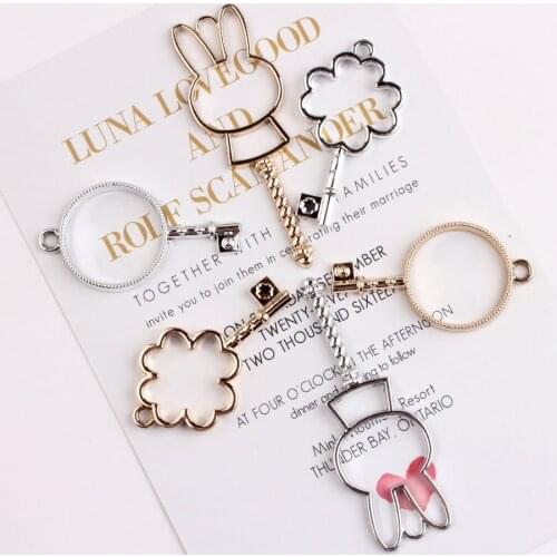 Hot Enamel Charms DIY Hollow Key Stick Dangle Charms Gold Silver Alloy Plant Pendant Necklace Bracelet Jewelry Accessories Gift