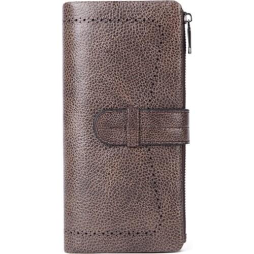 Hot casual style RFID Anti-magnetic men wallet Oil wax cowhide long multi-function wallets genuine leather purse clutch bag