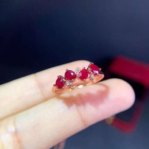 100% Natural Ruby Ring for Daily Wear3mm*4mm Real Ruby Silver Ring 925 Silver Ruby Jewelry Gift for Woman