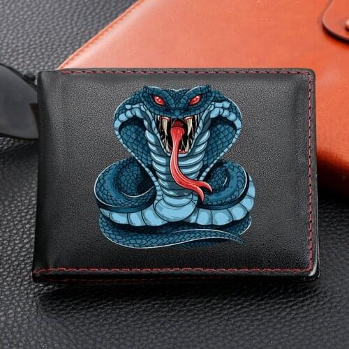 Cobra Customized Printing Mens Wallets Male Coin Pocket Purse Male Money Bag Credit Wallets Portomonee Carteria кошелек мужской