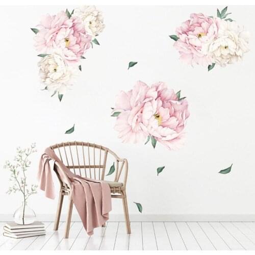 Beautiful Peony Flower Self Adhesive Wall Sticker Home Living Room Hallway Decal