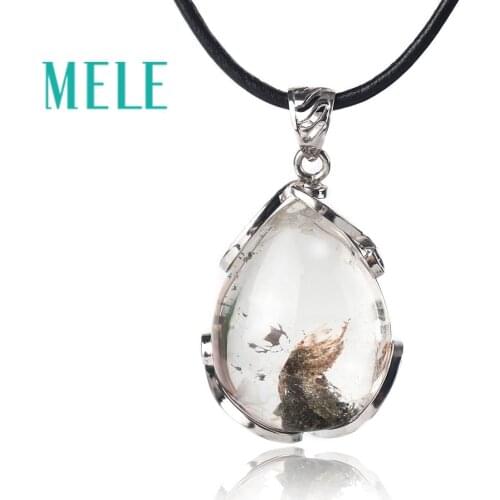 MELE natural green ghost phantom garden crystal pendant for women and man,14.3g water drop good pervious Anti fatigue