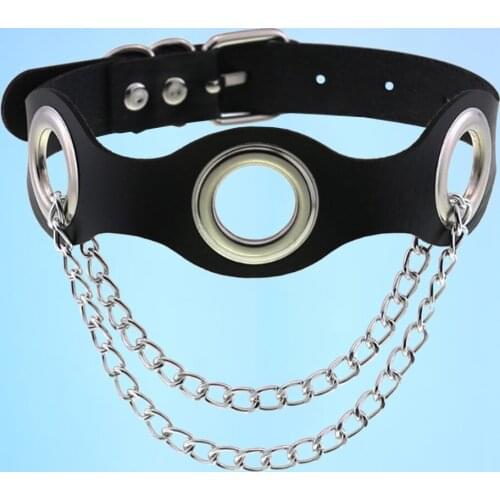 Fashionable personality leather hollow chain O - ring collar chain accessories fashion women rock chain collarbone