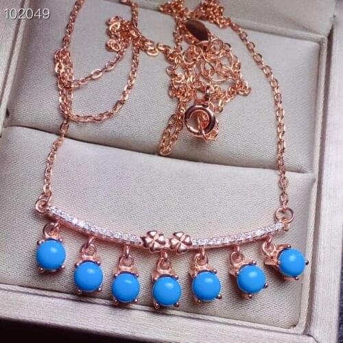 Fashion luxury 100% Natural and Real Turquoise necklace pendant 925 sterling silver Fashion Necklace