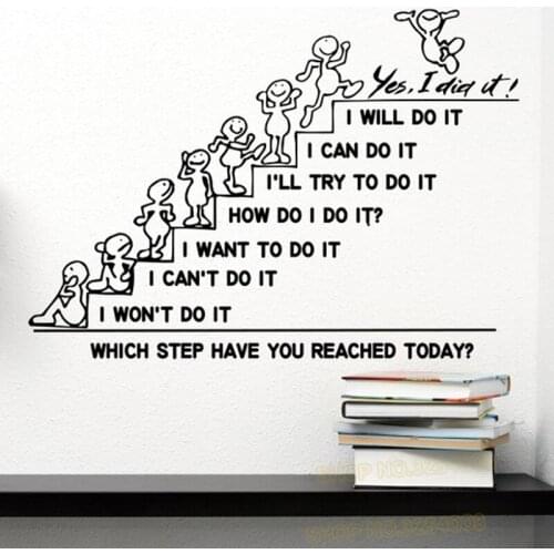 Motivation Wall Decals Quote Which Step Have You Reached Today Decal Office Sticker Bedroom Nursery Home Decor Art Murals L895