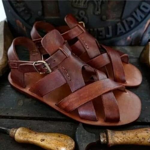 2021 Summer New PU Leather Mens Sandals Soft Soled Beach Shoes Anti Slip Fashion Hot Sale Men Summer Sandals 8KH174