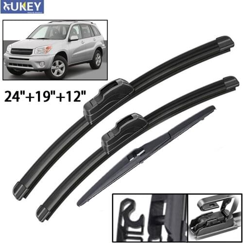 Xukey Front Rear Windscreen Wiper Blades Set For Toyota RAV4 XA20 2005 2004 2003 2002 2001 2000 24" 19" 12"