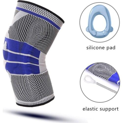 Basketball Knee Pads Knitting Anti-Slip Silicone Pad Elastic Support Kneepad Knee Protector Basketball Guard Strap