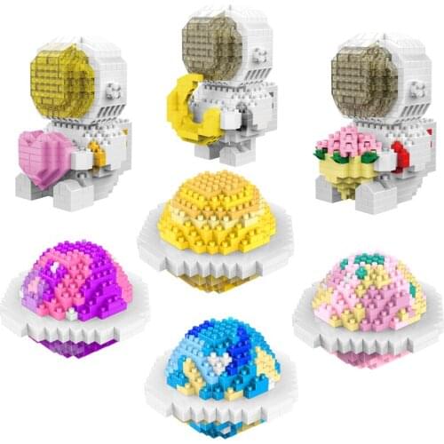 2021 New Astronaut Star Earth Moon Character Diamond Building Block Puzzle Assembled Childrens Toy Gift