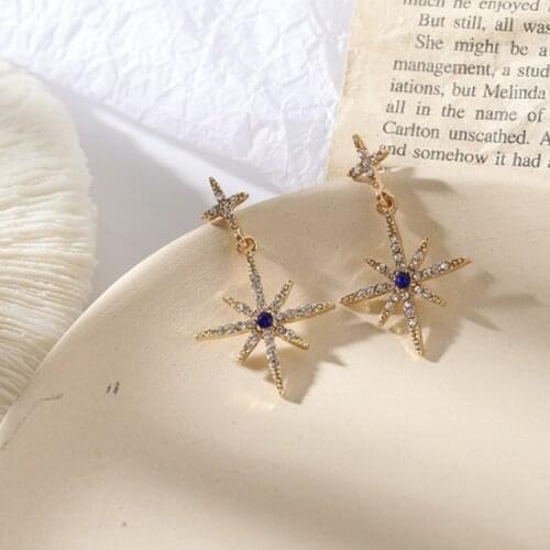 New 2020 contracted delicate crystal Star temperament Drop earrings Women Korean Classic style small Earrings fashion