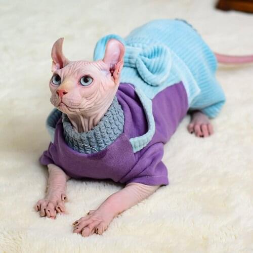 New Spring Autumn Winter Sphynx Cat Clothes Stripe Cotton Jumpsuits For Hairless Cat Clothes Classic Puppy Pet Cats Clothes Dog
