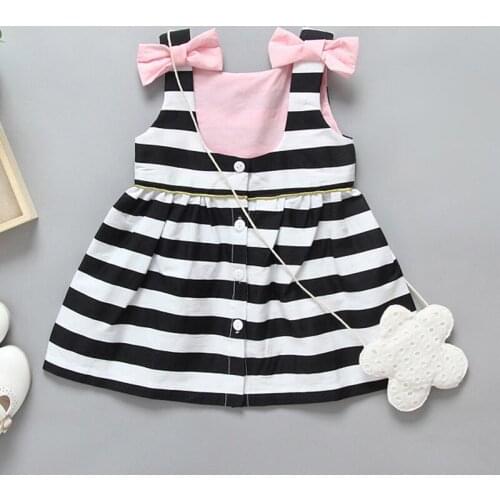 Newborn Baby clothes Summer Cotton stripe Bow Infant Dresses For Girls Toddler kids girls clothing 1-5y