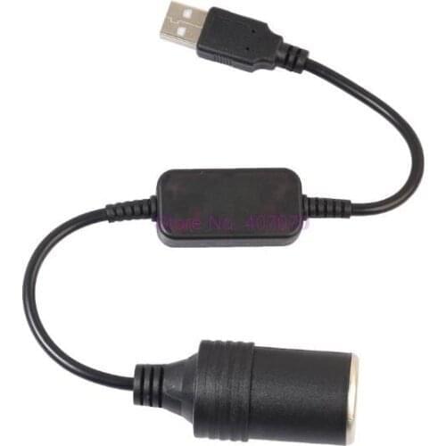 By DHL or Fedex 100pcs Converter Adapter Wired Controller USB Port to 12V Car Cigarette Lighter Socket Female Power Cord