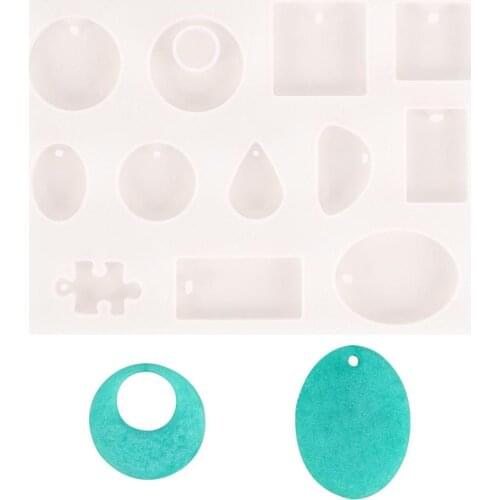Facemile 12 Designs Pendant Epoxy Mould Cabochon Silicone Mold For Resin Jewelry Making DIY Fondant Cake Decoration Tool 50-321