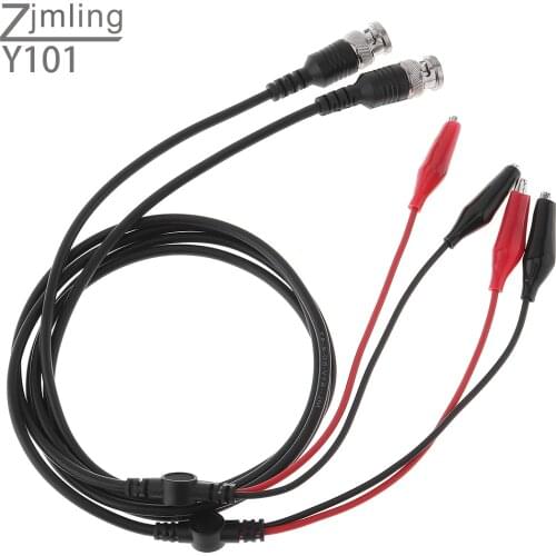 Portable 2pcs BNC Q9 Male Plug To 35mm Dual Alligator Clip Oscilloscope Test Probe Lead Cable Oscilloscope Measurement Accessory