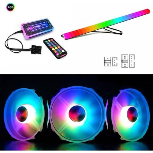 PH2 Desktop Computer Of Rainbow RGB Silent Fan Controller With Additional LED Lights Colorful Color-changing Remote Controller
