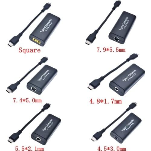 Laptop Power Jack Connector Dc Adapter Charger Converter for Lenovo Hp Asus 7.4*5.0 7.9*5.5mm Female to USB Type C Adaptor Male