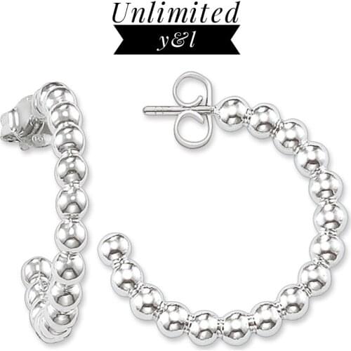 Beads Dots Creole Hoop Earrings Silver Fashion Round Earrings Good Jewelry Gifts for Women 2018 Brand New