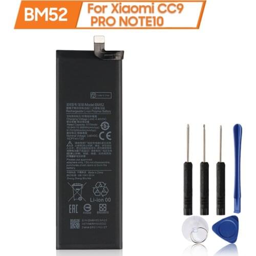XiaoMi Original Battery BM52 For Xiaomi CC9 PRO NOTE10 Note10 Pro Authentic Phone Battery 5260mAh