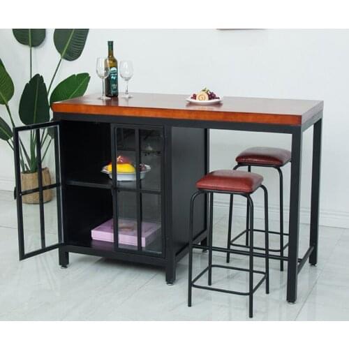 Kitchen island table side table solid wood meal preparation table storage table operation table iron home country table preparat