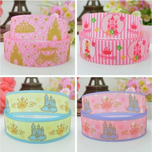 SUPWRF 16 22mm 38 50 75mm Pretty girlcastle Printed grosgrain ribbon hair bow DIY hair accessories decoration 50 Yards B0929